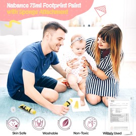 Nabance 2.54 fl oz Yellow Baby Hand and Footprint Friendly Ink Paint, Dog Cat Paw Print Safe Ink, Non-Toxic Acid-Free, Safe Gentle for Home School Christmas New Year DIY Keepsake Stamp