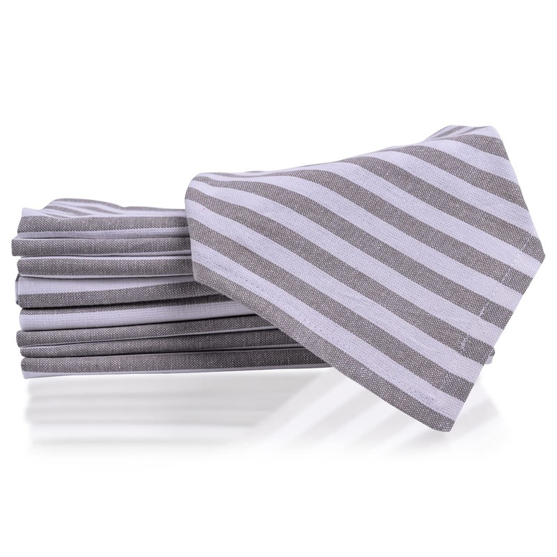 mon bijou® - 6 pleasantly soft fabric napkins, grey-white stripes,