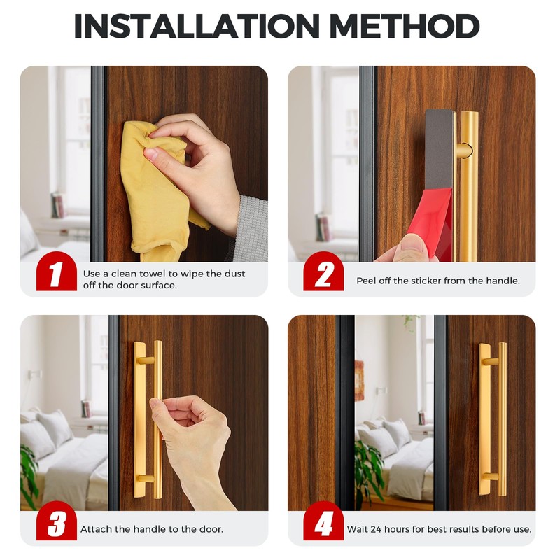 Ravinte 2 Pack Adhesive Cabinet Handles, Stick on Gold Cabinet