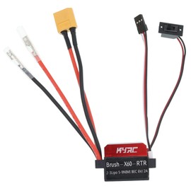 RC Car 60A Brushed ESC Electric Speed Controller 6V/2A BEC Compatible with Traxxas TRX4 TRX6 D90 HSP Tamiya Redcat Axial SCX10 HPI 4WD Truck 1/10 RC Truck Car Crawler (XT60 Plug Without Fan)