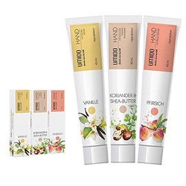 UMIDO Set of 3 Hand Lotion Set 45 ml | 1 x Vanilla | 1 x Coriander & Shea Butter | 1 x Peach | Hand Cream | Care Cream | Hand Care | Hand Cream Set