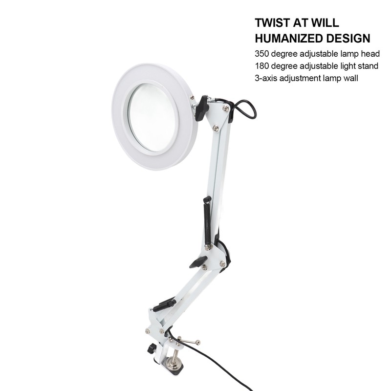 5X Magnifying Glass Clip On LED Tattoo Desk Lamp USB