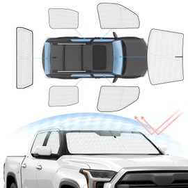 Sunsdrew Windshield Sun Shade for Toyota Tundra 2022-2024 Full Privacy Side Rear Window Shade Cover Kit Foldable Sun Visor Protector Blocks UV&Heat Tundra Interior Accessories(6PCS)
