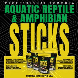 Xtreme Reptile 3mm Floating Sticks - Balanced Diet for Turtles, Newts, Frogs & Axolotls - Promotes Shell & Body Health, Zoo-Recommended Food Formula - USA Farm Grown (7 oz)
