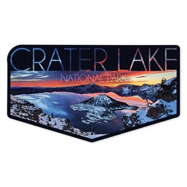 Die Cut Sticker Crater Lake National Park, Oregon, Snow Scene, Contour Vinyl Sticker 1 to 3 inches (Waterproof Decal for Cars, Water Bottles, Laptops, Coolers), Small