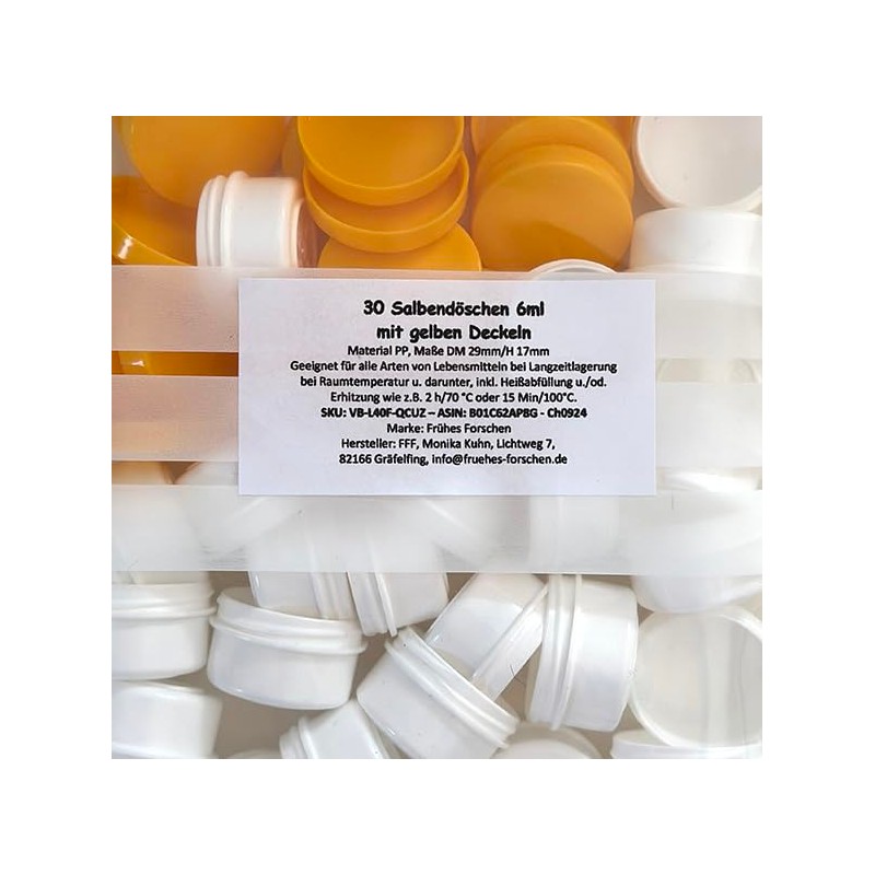 30 ointment containers, cream containers, ointment pots, 6 ml contents