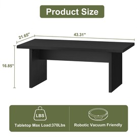 BON AUGURE Black Coffee Table, Modern Coffee Tables for Living Room, Wooden Center Table, Living Room Tables for Home, Office (Black Oak, 43Inch)