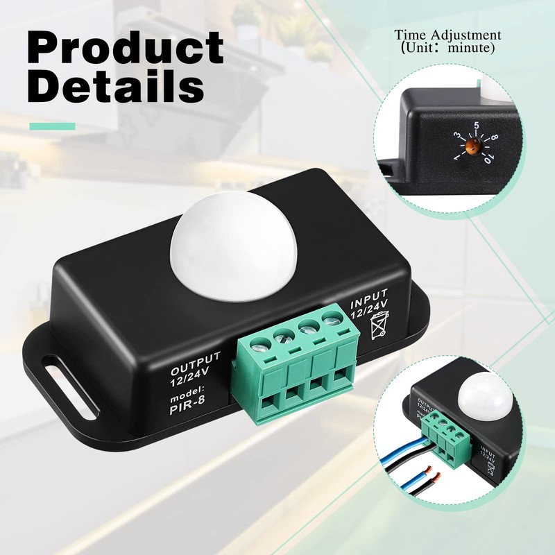 6 Pack 12V 24V PIR Sensor LED Motion Sensor Motion