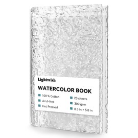 Watercolor Sketchbook, 5.8x8.3 Inch, 20 Sheets 140lb/300gsm, 100% Cotton Acid Free Artist Painting Drawing Paper Book-with Translucent Acrylic Gradient Cover