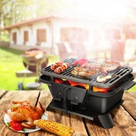 Heavy Duty Cast Iron Tabletop BBQ Grill Stove for Camping PicnicsColor: black Color