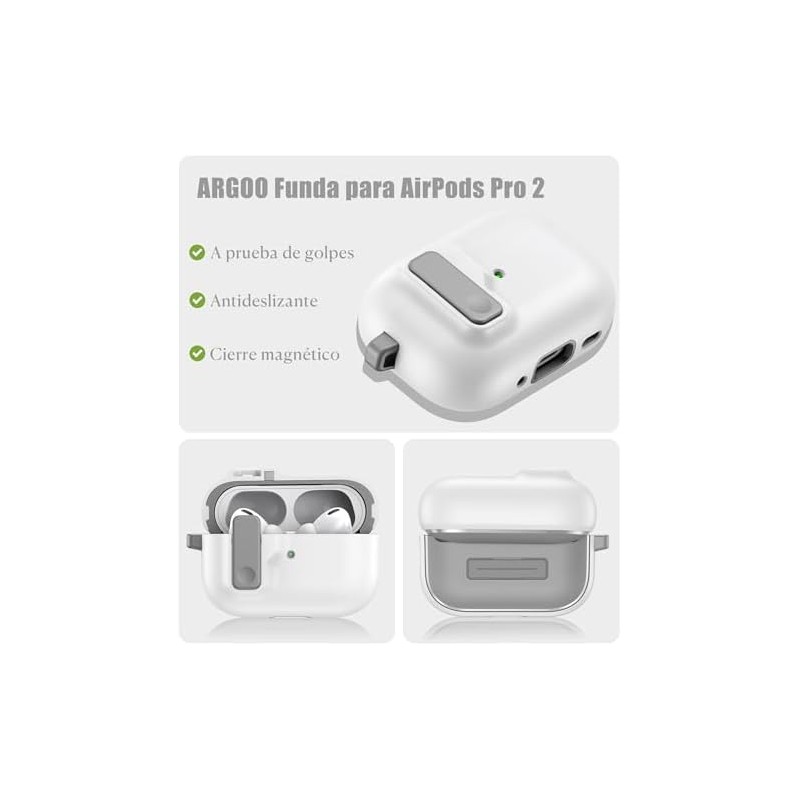 ARGOO Funda para AirPods Pro 2 Cierre Magnético Expulsión Automática,