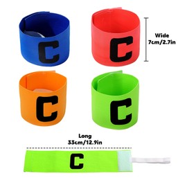 Vueinrg Pack of 8 Captain's Armband Football Captain's Bracelet Children's Capitains Armband Player's Armband Adjustable Elastic Captain Armband Velcro Fastening for Junior Senior Adults