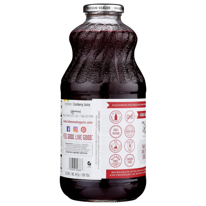 Lakewood, Pure Cranberry Juice, 32 oz