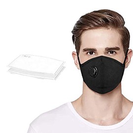 TANNESS PM 2.5 Air Pollution Masks with 2 Air Filter Cotton Sheet Washable Reusable Anti Dust Smoke Face Mask Respirator with Adjustable Straps-Black