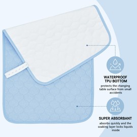 Yaopelky 3 Pack Washable Reusable Waterproof Changing Mat Longer Changing Table Cover Blue