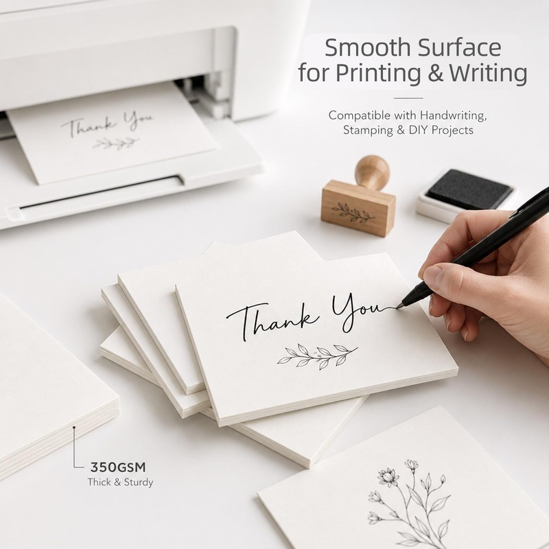 100 Sheets Blank Cardstock 2.5 x 3.5 Inch, 350 GSM