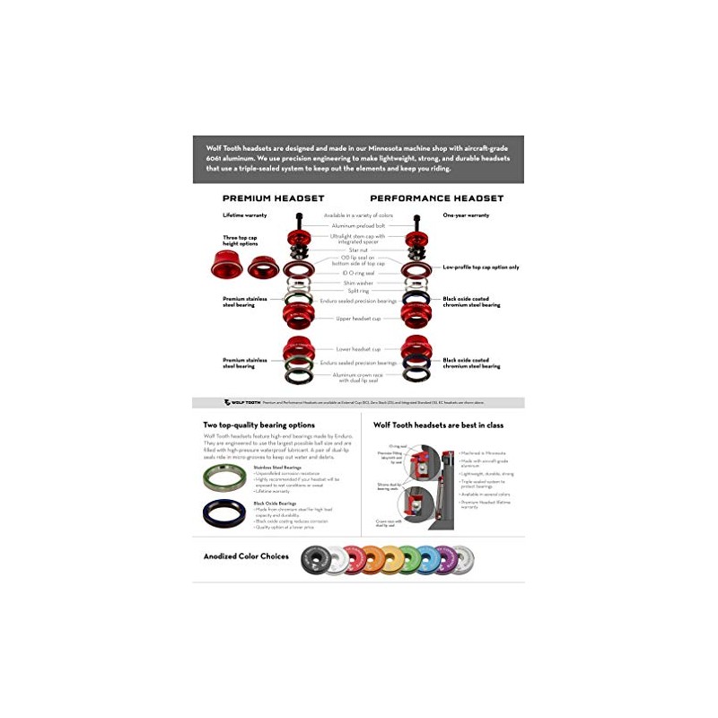 Wolf Tooth Performance EC34/28.6 Upper Headset 16mm Stack Orange |