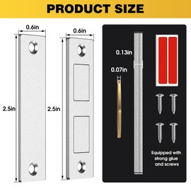 Mdkave 2.67"L Ultra Thin Magnetic Door Catch,Magnetic Cabinet Latch,Strong Cabinet Door Magnets for Closure,Closet,Drawers and Furniture(2pcs Silver)