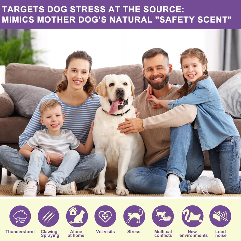Flyjobs Dog Pheromone Calming Diffuser for Dogs, 4×48ml Refills &