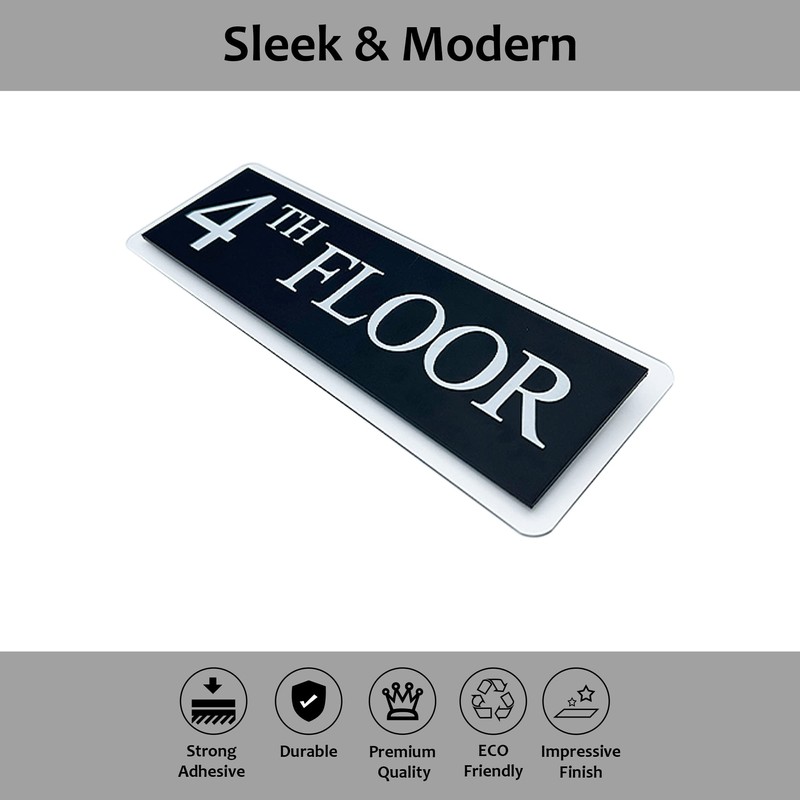 Floor Sign for Wall, Clear Acrylic with Black Plastic, Durable,