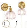 Eemmwet Tulip Wall Sconces Set of 2, Pink Glass Plug