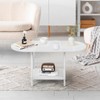 White Coffee Tables for Living Room,2-Tier Small Coffee Table Industrial