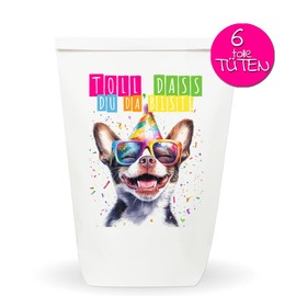 Paul's Papierfabrik Hund - 6/8/12x tolle bedruckte Hunde Geschenktüten, für Kindergeburtstage, Sportevents, Partys - Einzigartiges Design auf nachhaltigen Papier Tüten