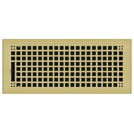 Polished Brass Plated Steel Rockwell Register for Floor/Wall Use - 6" x 14"