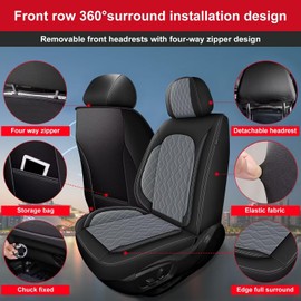 DISUTOGO 2 Front Car Seat Cover Fit for Honda Odyssey 2007-2023 2024 2025, Faux Leather for Odyssey Seat Covers Waterproof Auto Seat Cushion Protector Compatible Airbag (2 Seats,Black&Dark Grey)