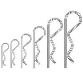 30 PCS R Clips Split Pins, Leryati Cotter Pins Assortment Kit with Storage box , 6 models Galvanized R-shaped pins Spring Hitch Cotter Pin Set , Cotter Clip for automotive garden tools tractors mowers