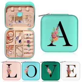 Parima Christmas Gifts for Women Girls - Small Jewelry Boxes Jewelry Case Organizer with Mirror Travel Essentials Gifts for Mom Friends Female Birthday Bridesmaids Teen Girls Teenage Gifts Initial A