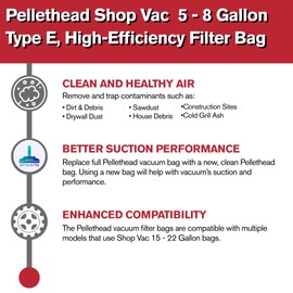 10 Count 5-8 Gallon Disposable Filter Bags for Shop Vac 906-61-33, 90661