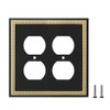 Pearled Frame Decorative Wall Plate Switch Plate Outlet Cover (Double