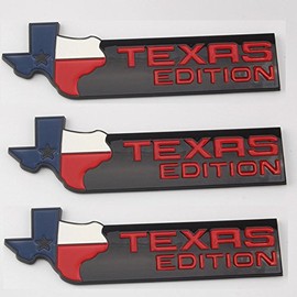 Muzzys (SET OF 3) -BLACK XL- TEXAS EDITION Emblems Badges FITS F150 F250 F350 Ram Tailgate, Universal Stick On Tundra, Tacoma, Silverado, Titan, Hood Door Grille Fender