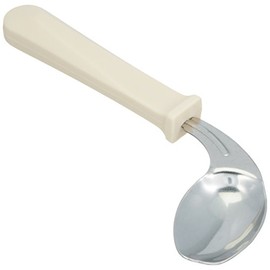 Sammons Preston Deluxe Easy-Hold Offset Spoon, Left Hand, Stainless Steel Utensil is 8" Long, Polypropylene Handle is 4.5" Long with 1" Diameter, Adaptive Eating Aid for Limited Wrist Range of Motion