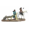Indigenous Native American Indian Family With Horse And Wolves Migration