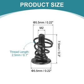 sourcing map GPU Spring Screws, 20pcs M2x7.5mm 5.5mm Spring OD GPU Graphics Card Back Plate Heatsink Screws Computer Fan Fixed Screw, Black