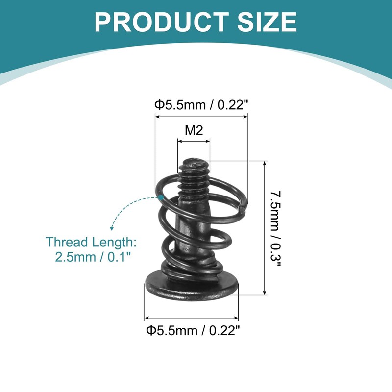 sourcing map GPU Spring Screws, 20pcs M2x7.5mm 5.5mm Spring OD