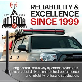 Short Rubber Antenna fits Toyota Tundra (2000-2020) - USA Stainless Steel Threading - The Original 6 3/4 Inch Accessories - Car Wash Proof - Internal Copper Coil