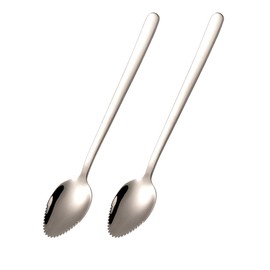 TSUOUKL 2pcs Grapefruitlöffel, Silber Kiwi Spoon aus Edelstahl, Löffel Mit Zacken Babynahrungsergänzung Fruchtlöffel Dessertlöffel Spülmaschinengeeignet Für Kiwi Äpfel Grapefruits