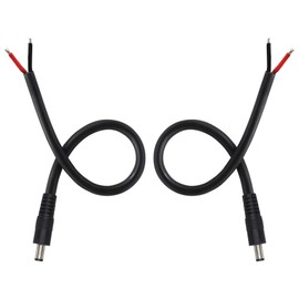 GINTOOYUN DC Power Pigtails 2 Pack DC 5.5mm x 2.5mm Male Male to Bare Wire Open End Replacement Repair Cable for CCTV Camera LED Light Strip DVR