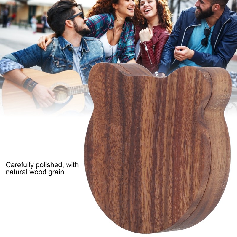 Guitar Pick Box Sapele Wood Cartoon Bear Instrument Accessories Storage