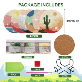 Temlum Diamond Painting Coasters with Holder, Set of 6 Diamond Painting for Adults and Beginners, DIY Coasters, Diamond Painting Set, Crafts Adults (Abstract Pattern)