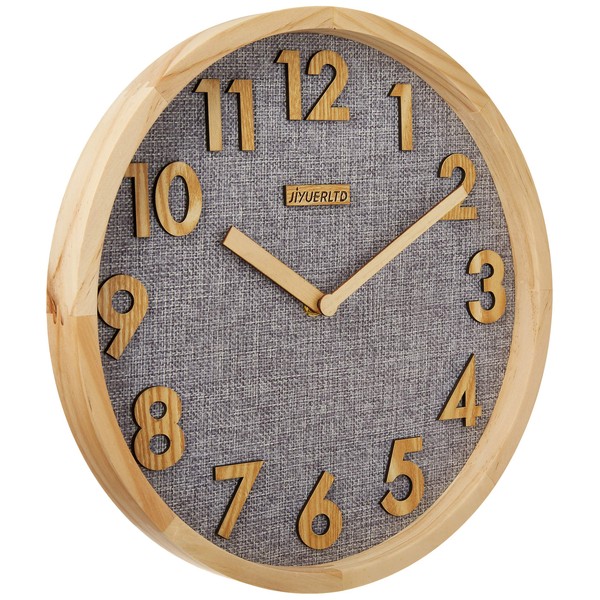 12 inches Silent Non-Ticking Quartz Wall Clock Kitchen Clock,3D Wood