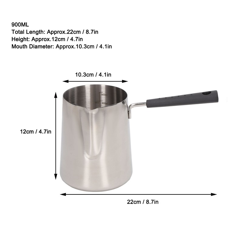 Coffee Milk Frothing Pitcher Cup 304 Stainless Steel Long Handle