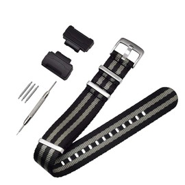 Shieranlee NATO Nylon Strap Watchband for Casio G-Shock GA-110 120 GA-400 GD-100 DW-5600 GLS-8900 Canvas Men Bracelet Band Black Adapters