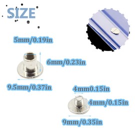 Ruidee 100Pcs/50Set Chicago Screws M5X6mm Book Binding Rivets Screw Posts Round Flat Head Stud Screw for DIY Leather Albums (DZBD/M5x6)