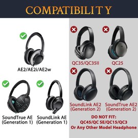 SOULWIT Scrim Ear Pads for Bose Around-EarII(AE2, AE2W, AE2I)/SoundLink Around-EarI(AE1)/SoundTrue Around-Ear I(AE1) Headphones Headset Dustproof Foam Screen Mats