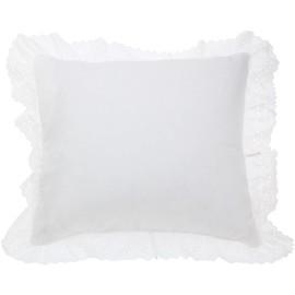 FRESH IDEAS Bedding Eyelet Ruffled Pillow Sham Euro, White