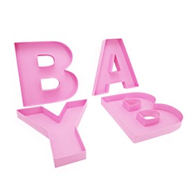 WENPACK 12" Cardboard Letter Shaped Mache Decorative Strawberries Fillable Sweets Candy Container Box (Pink BABY)